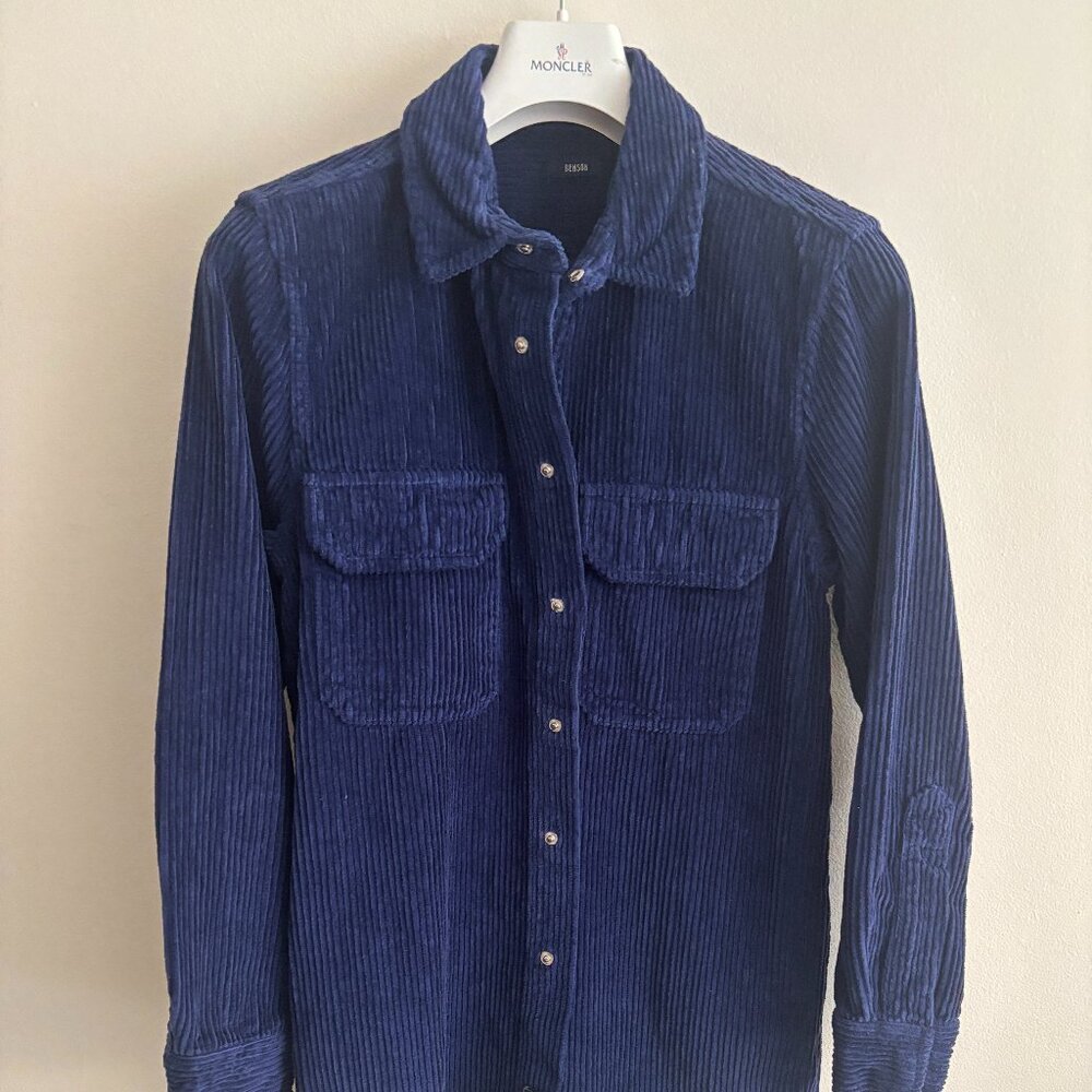 Benson Corduroy Blue Snap Button Overshirt Shirt Jacket - Small